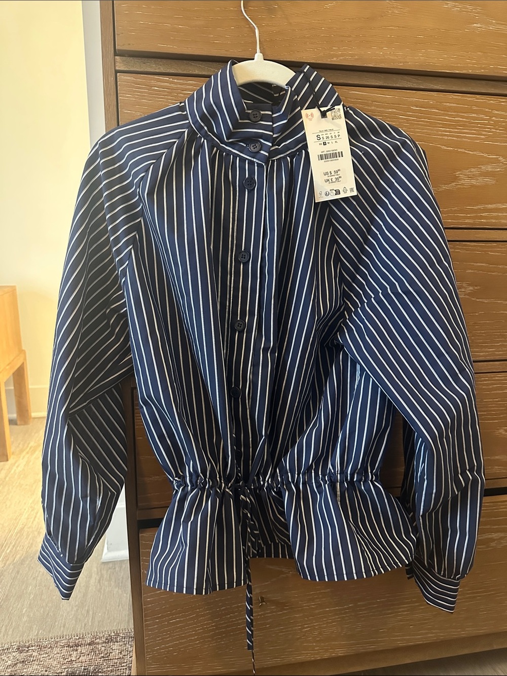 Zara Striped High Neck Shirt Small NWT